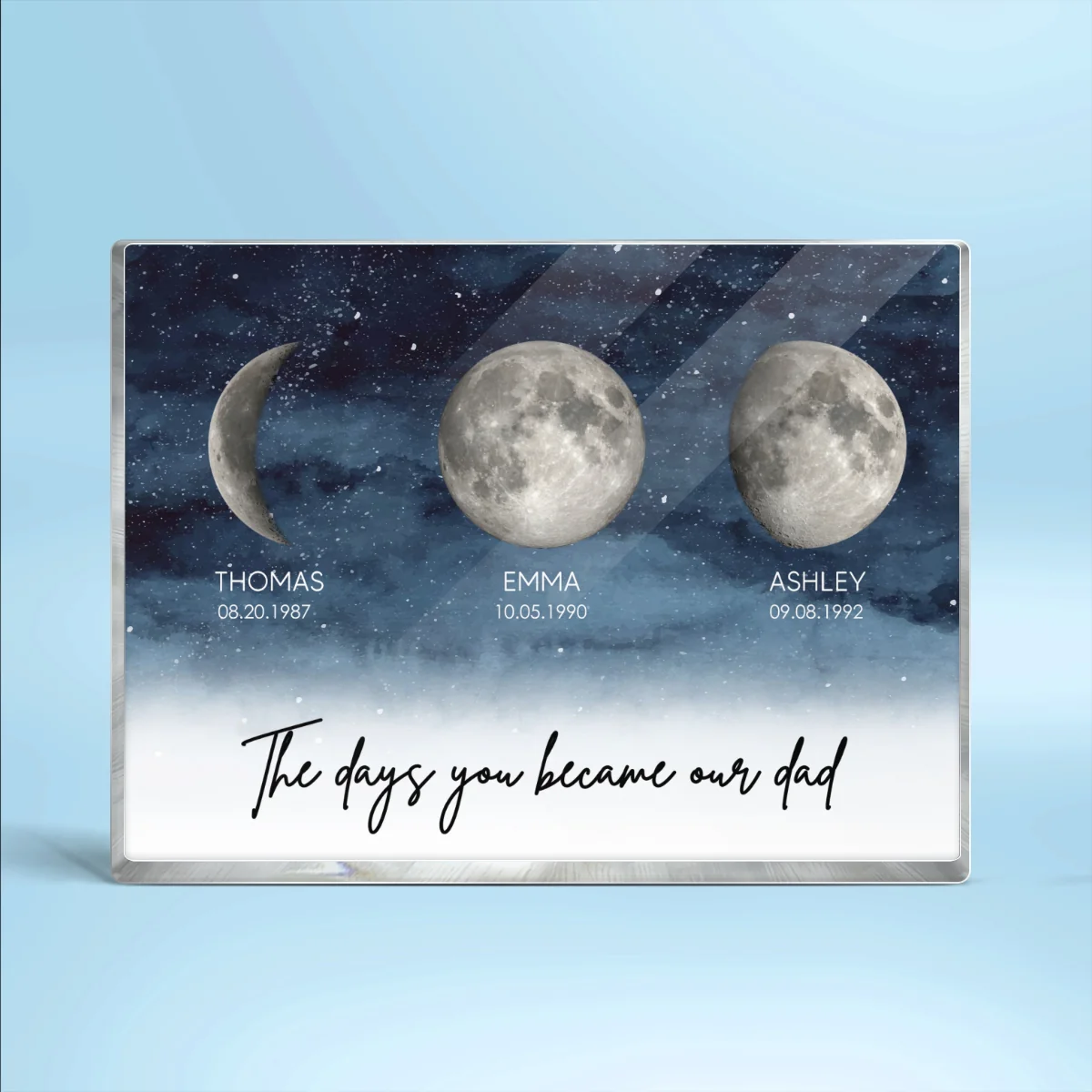 Starry Night Custom Birth Moon Phase The Days You Became Our Dad Personalized Rectangle Acrylic Block Plaque - Image 9