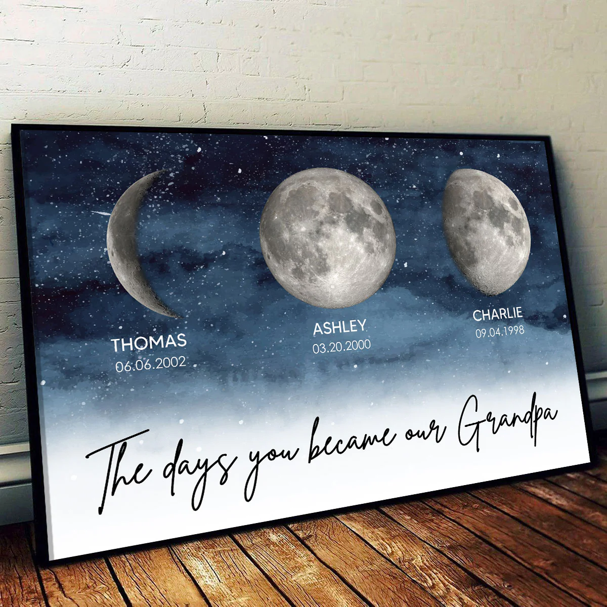 Starry Night Custom Birth Moon Phase The Days You Became Our Grandpa Personalized Poster - Image 3