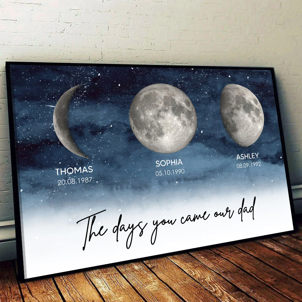 Starry Night Custom Birth Moon Phase The Days You Became Our Mom Dad Personalised Poster, UK, CA| Heartfelt Father's Day Gift For Dad, Husband - Image 2