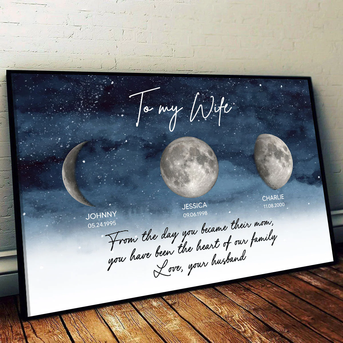 Starry Night Custom Birth Moon Phase To My Wife The Days You Became Mom Personalized Poster, Gift - Image 2