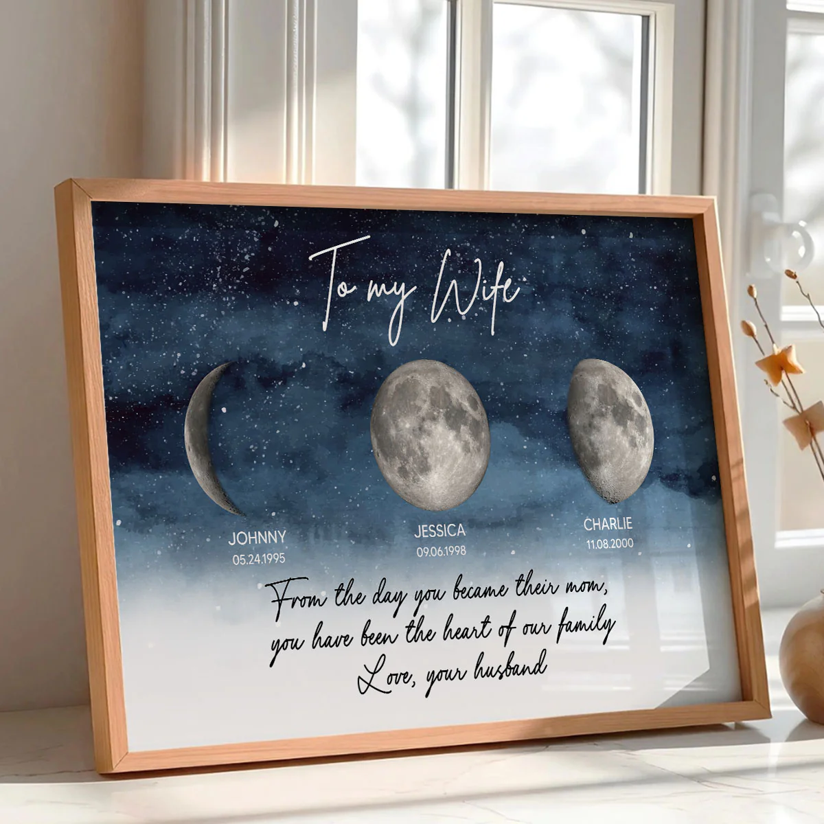 Starry Night Custom Birth Moon Phase To My Wife The Days You Became Mom Personalized Poster, Gift - Image 6