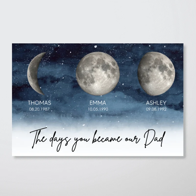 Starry Night Custom Birth Moon Phase The Days You Became Our Dad Personalized Poster, Father's Day Gift - Image 14