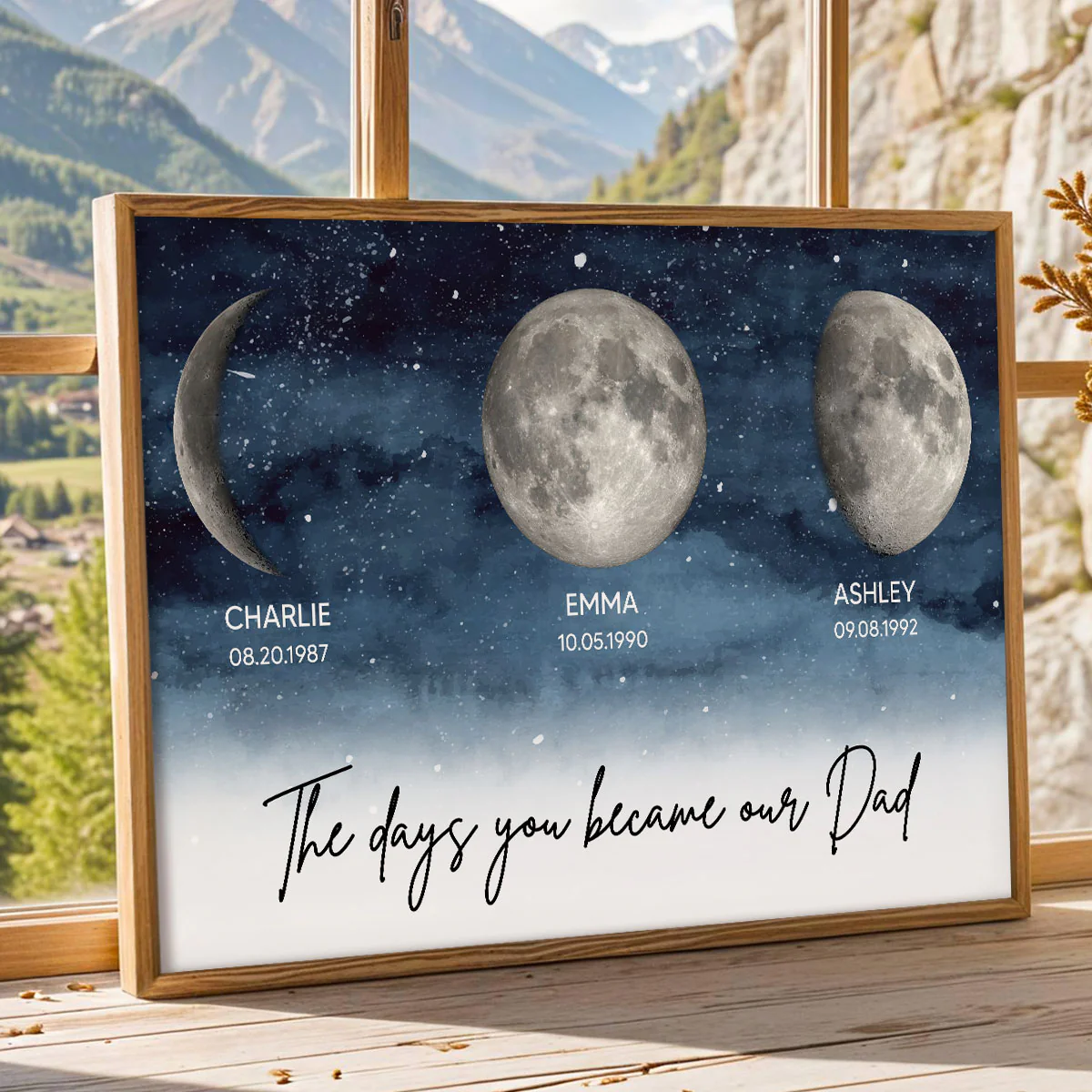 Starry Night Custom Birth Moon Phase The Days You Became Our Dad Personalized Poster, Father's Day Gift - Image 3