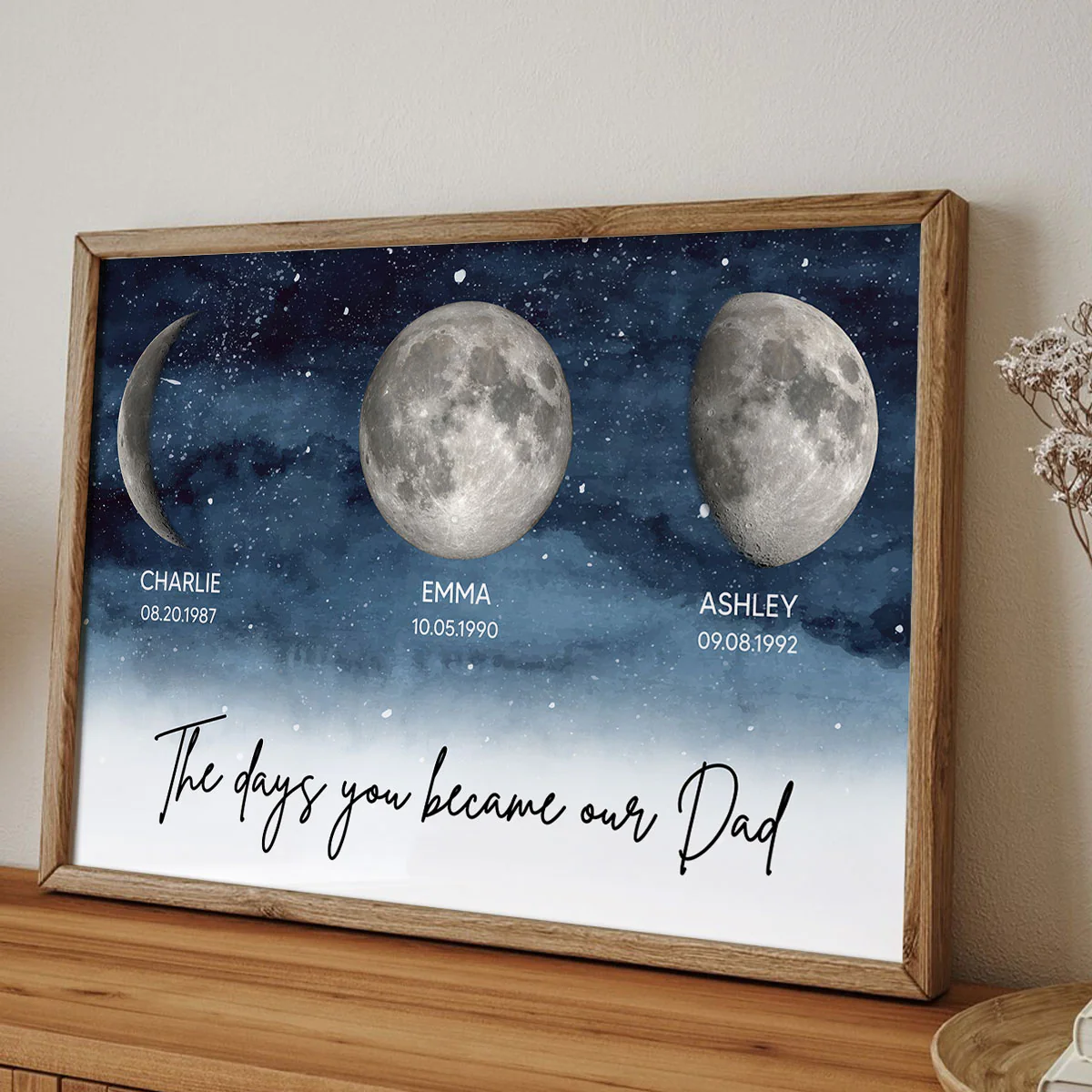 Starry Night Custom Birth Moon Phase The Days You Became Our Dad Personalized Poster, Father's Day Gift - Image 8