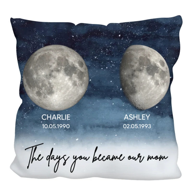 Starry Night Custom Birthday Moon Phase The Day You Became Mom Personalized Pillow, Gift - Image 9