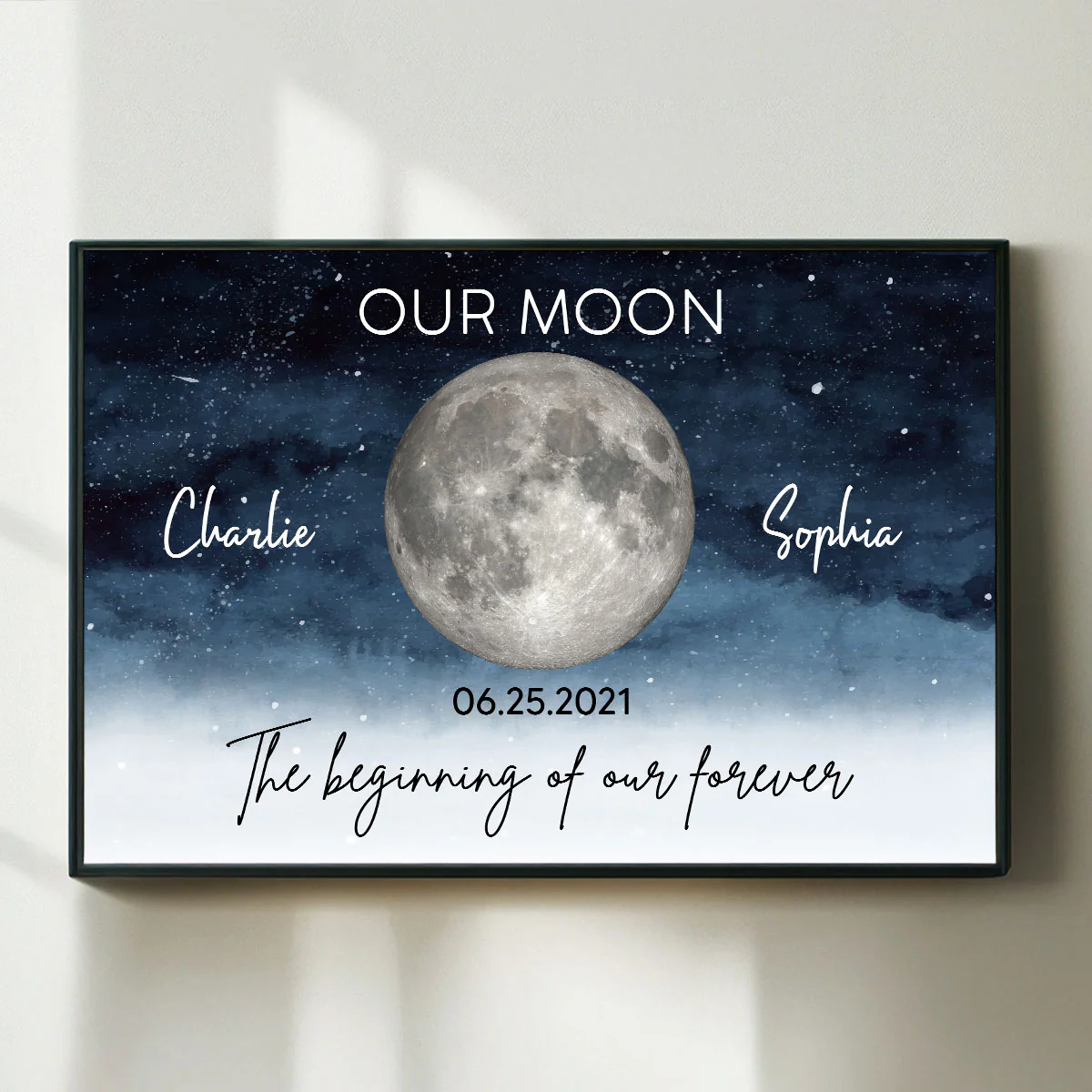 Starry Night Eternal Love Couple Custom Moon Phase Anniversary Date Personalized Poster