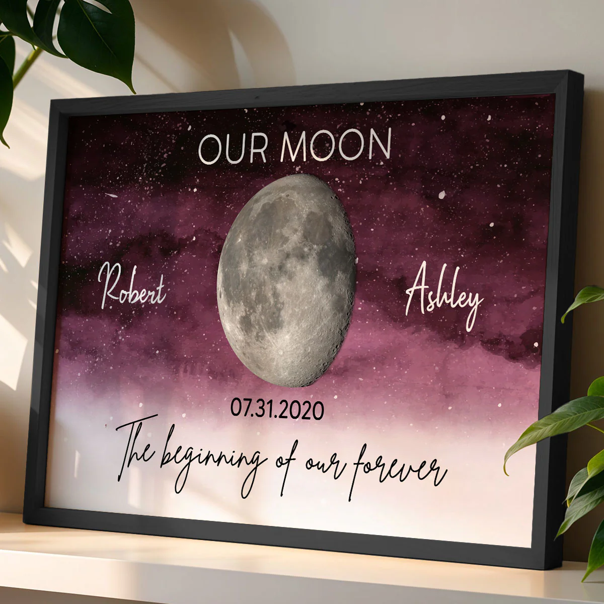 Starry Night Eternal Love Couple Custom Moon Phase Anniversary Date Personalized Poster - Image 3