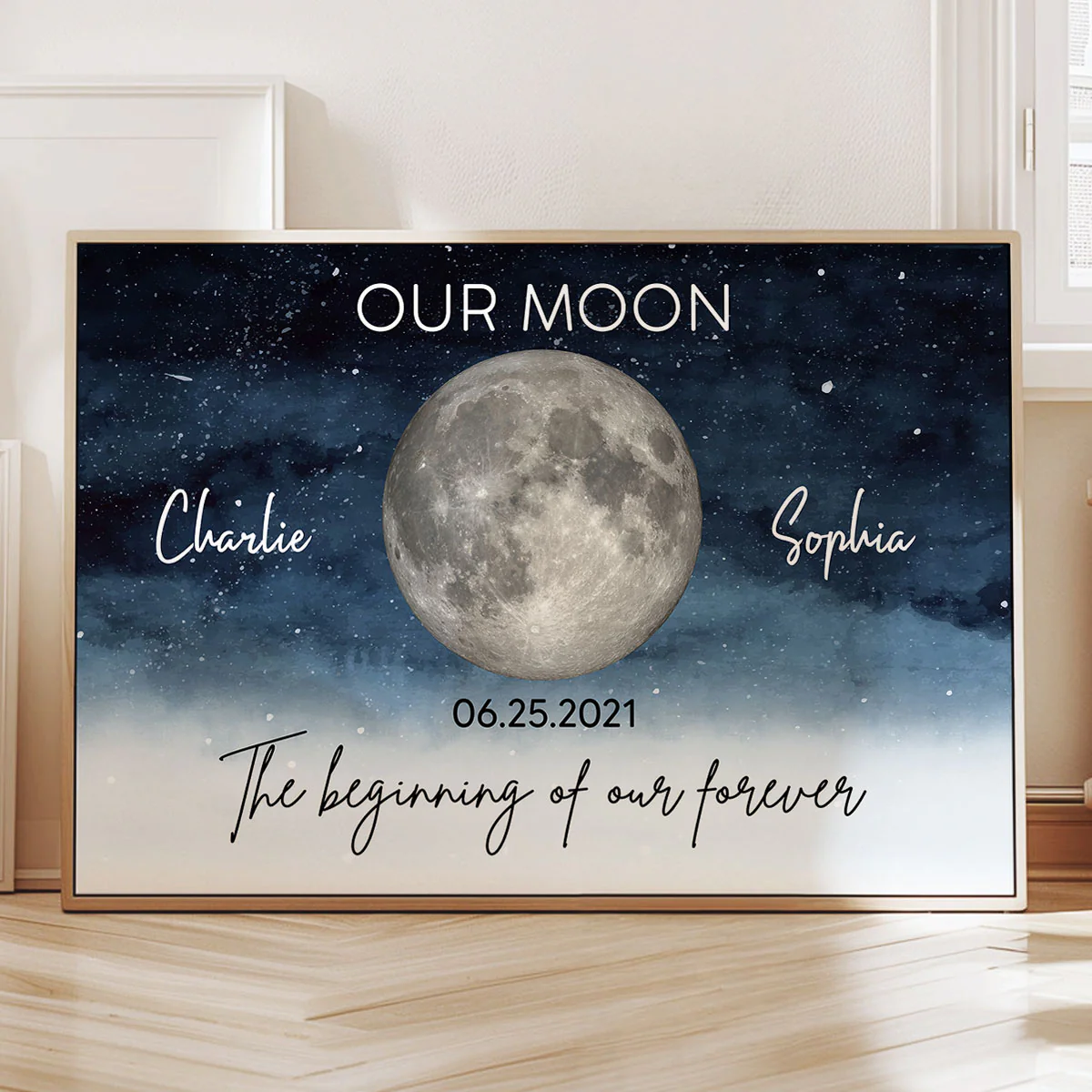 Starry Night Eternal Love Couple Custom Moon Phase Anniversary Date Personalized Poster - Image 4