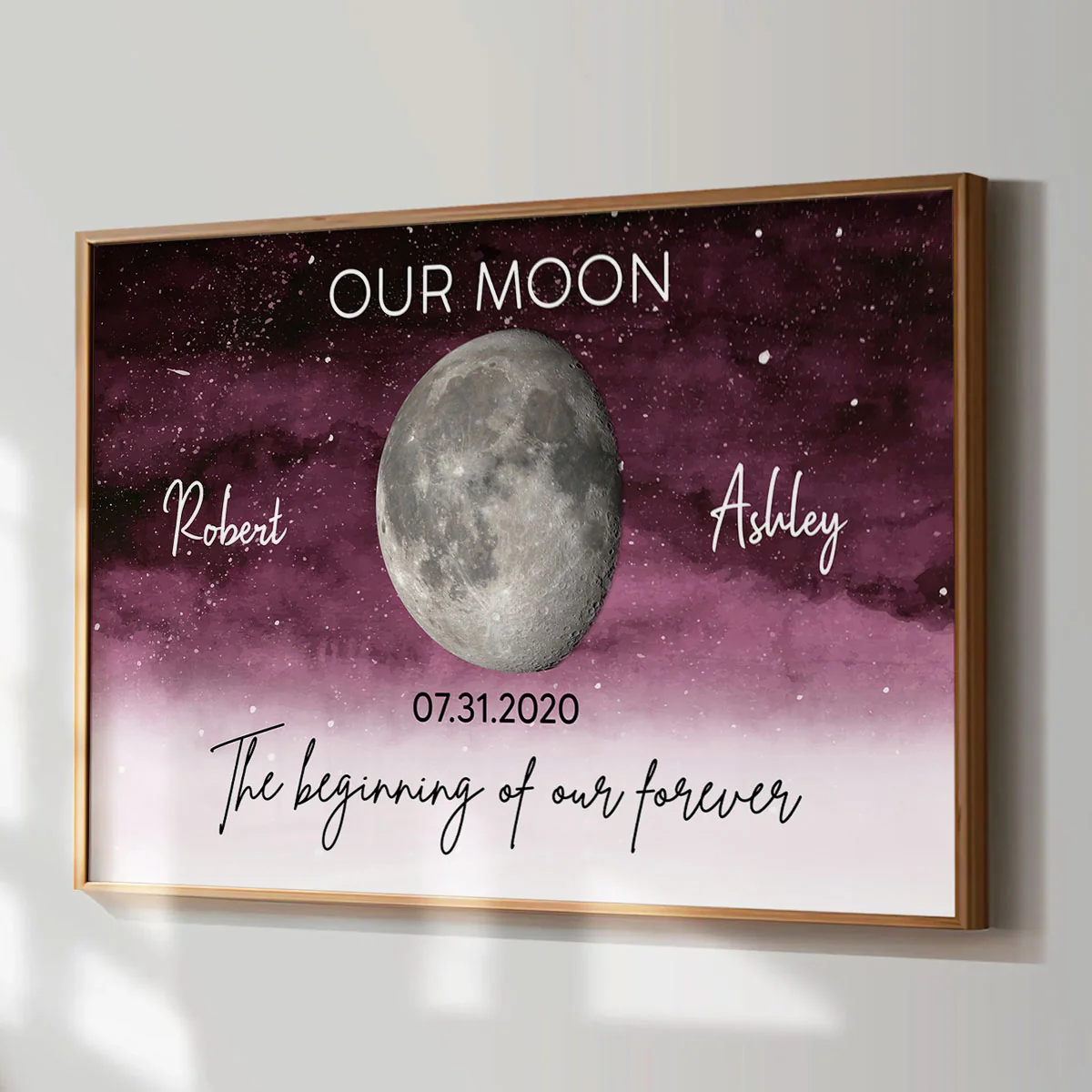 Starry Night Eternal Love Couple Custom Moon Phase Anniversary Date Personalized Poster - Image 5