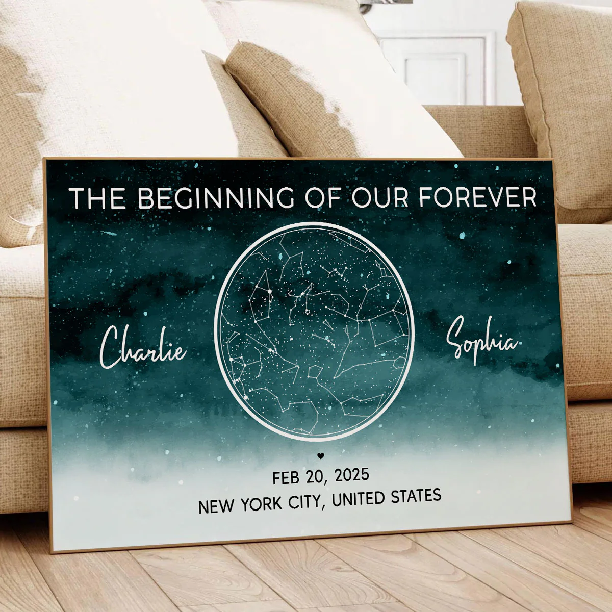 Starry Night Eternal Love Couple Custom Star Map Anniversary Date Personalized Poster| Anniversary Gift, Wedding Gift For Couple - Image 4