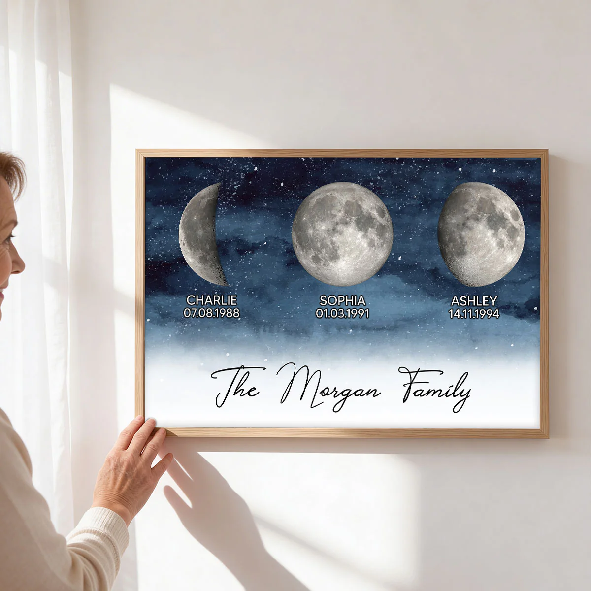 Starry Night Family Love Custom Birth Moon Phase - Personalized Poster - Gift For Mom, Dad - Image 7