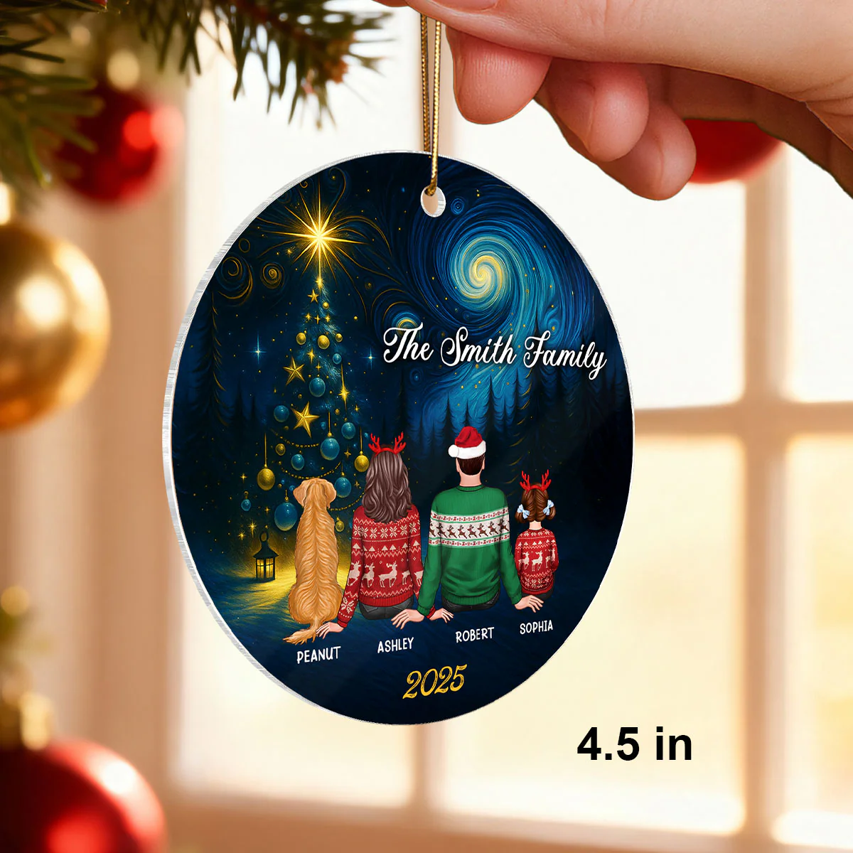 Starry Night Family - Personalized Acrylic Ornament - Unique Christmas Gift For Family - Image 2