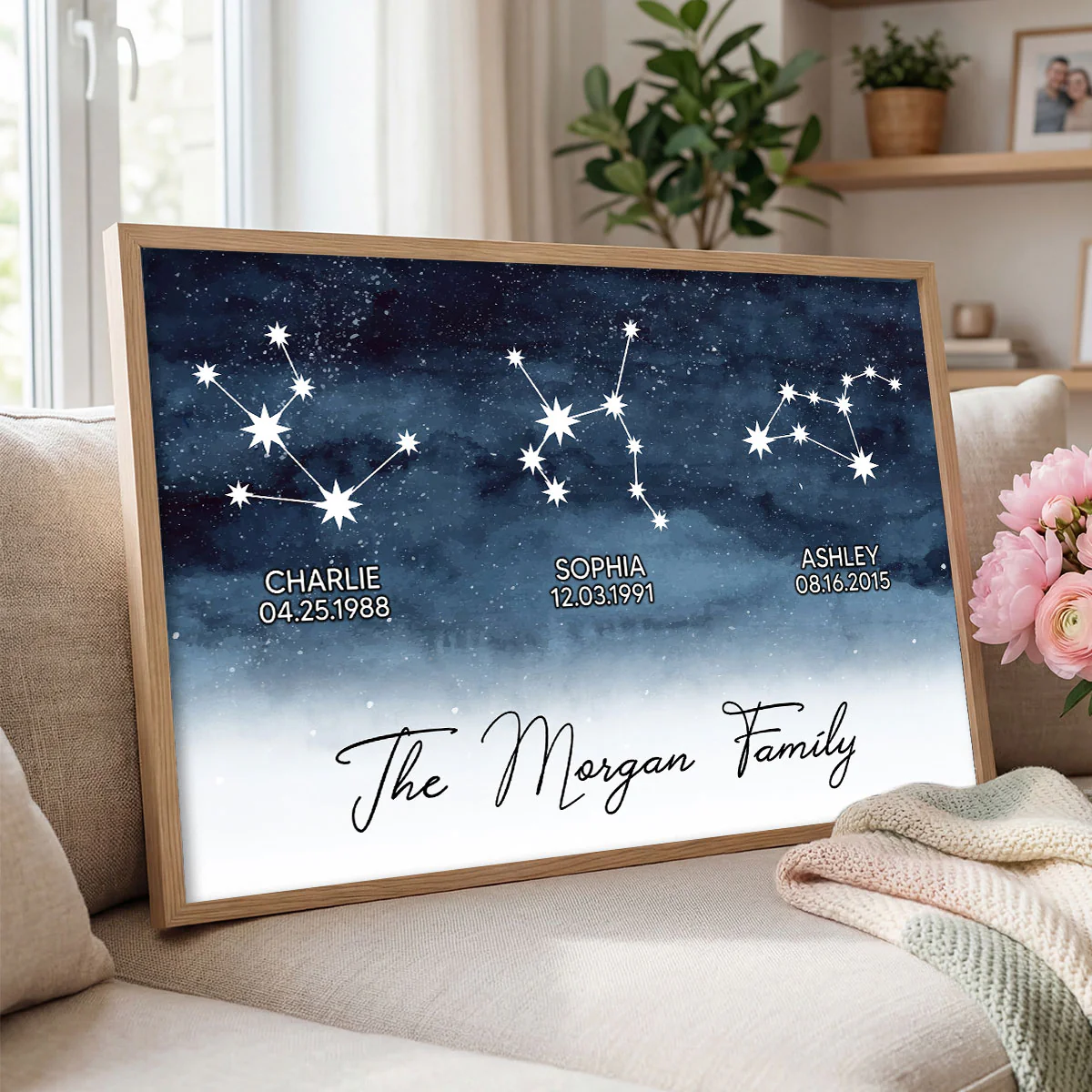 Starry Night Family Zodiac Constellation Astrology Star Sign Art - Personalized Poster - Mother's Day Gift For Mom, Wife - Image 9
