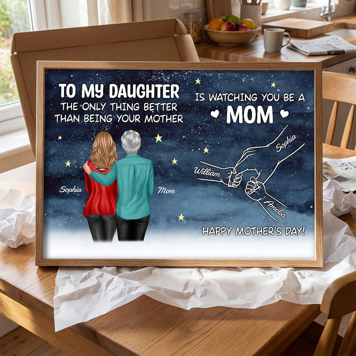 Starry Night From Mom To Daughter Watching You Be A Mom Hands Outline - Personalized Poster - Mother's Day Gift For Daughter - Image 10