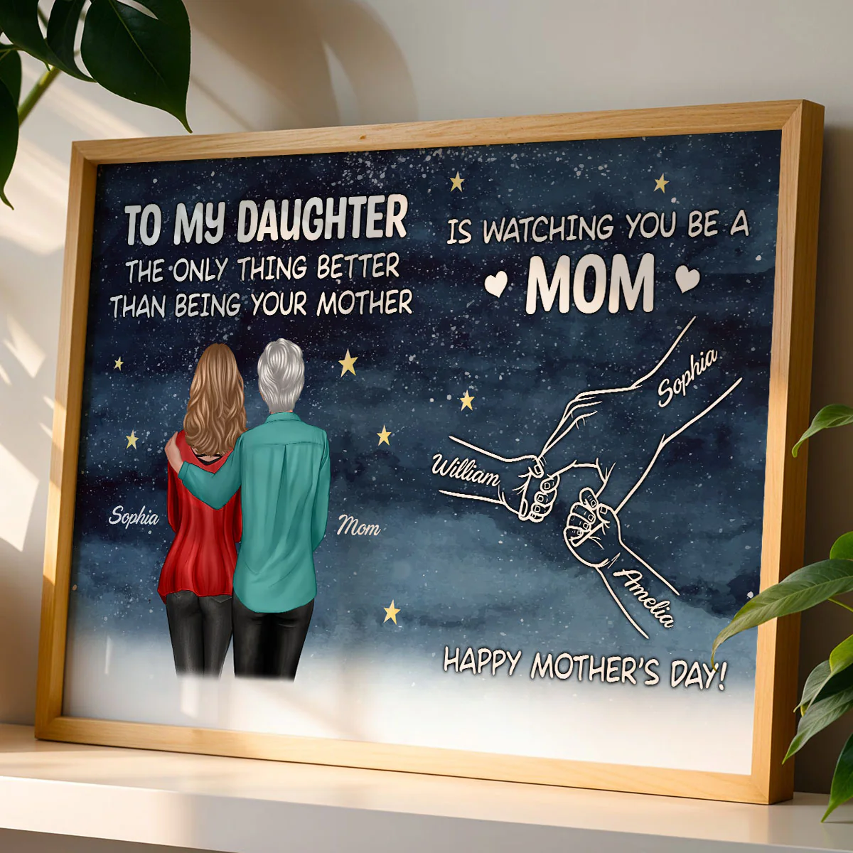 Starry Night From Mom To Daughter Watching You Be A Mom Hands Outline - Personalized Poster - Mother's Day Gift For Daughter - Image 12