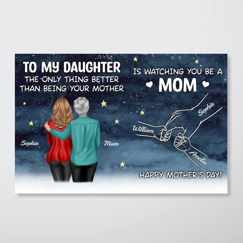 Starry Night From Mom To Daughter Watching You Be A Mom Hands Outline - Personalized Poster - Mother's Day Gift For Daughter - Image 15