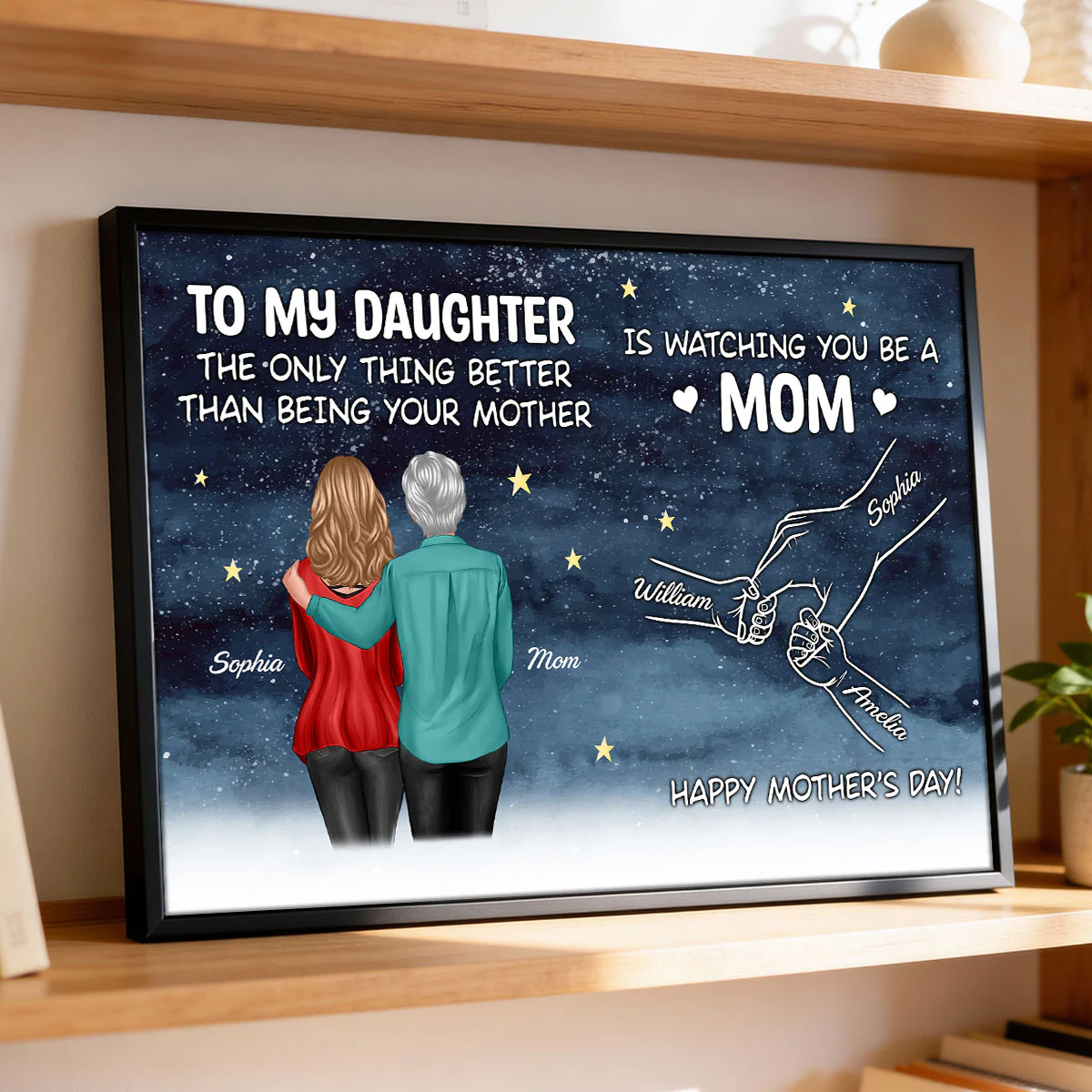 Starry Night From Mom To Daughter Watching You Be A Mom Hands Outline - Personalized Poster - Mother's Day Gift For Daughter - Image 7