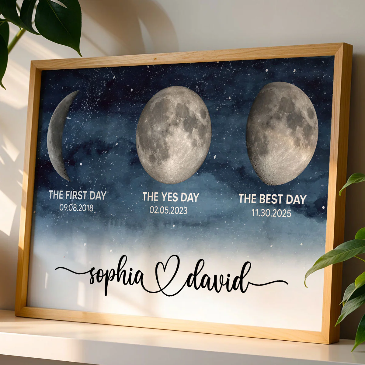 Starry Night Love Story Couple Custom Moon Phase Anniversary Dates - Personalized Poster - Heartfelt Anniversary Gift, Valentine Gift, Wedding Gift For Couple - Image 2