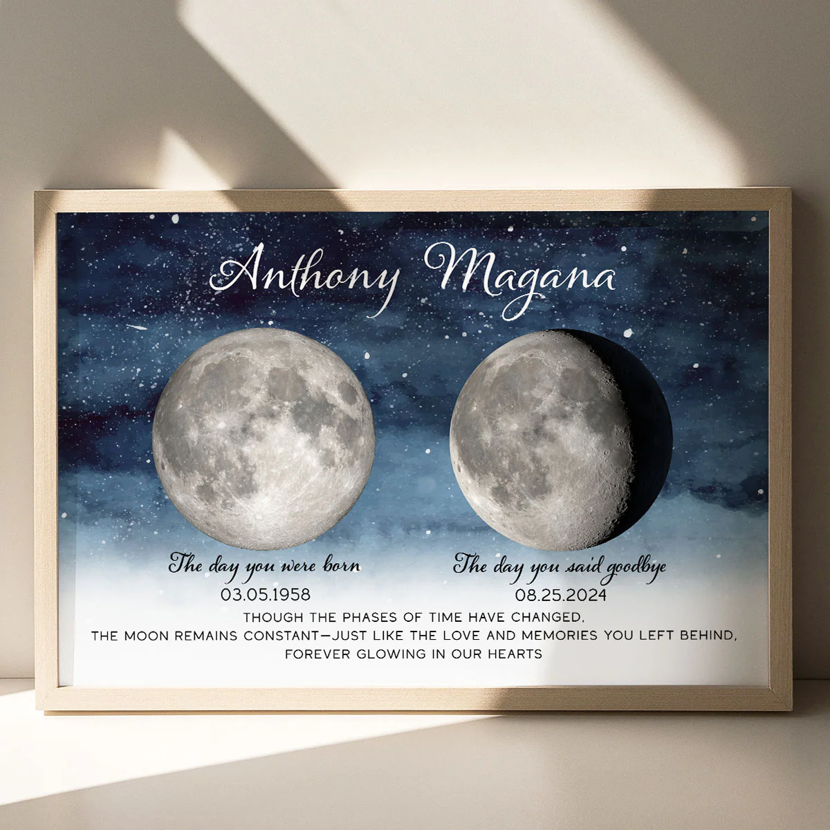 Starry Night Memorial Keepsake Lost Loved One Moon Phase Art Sympathy Gift Personalized Poster - Image 3