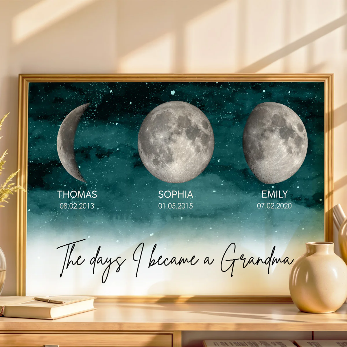 Starry Night The Day I Became A Grandma Custom Grandkids Birth Moon Phase - Personalized Poster - Mother's Day Gift For Grandma - Image 2