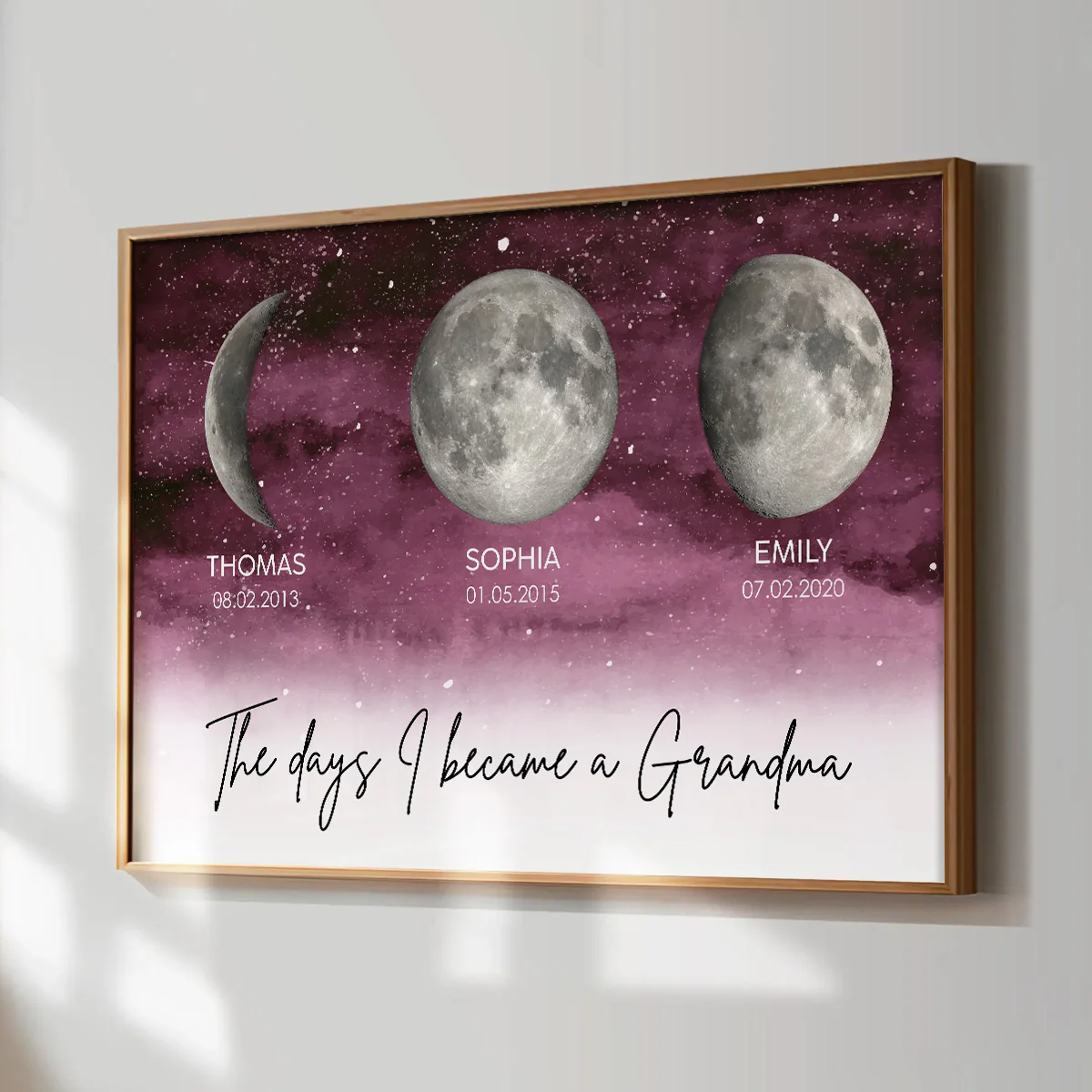 Starry Night The Day I Became A Grandma Custom Grandkids Birth Moon Phase - Personalized Poster - Mother's Day Gift For Grandma - Image 3