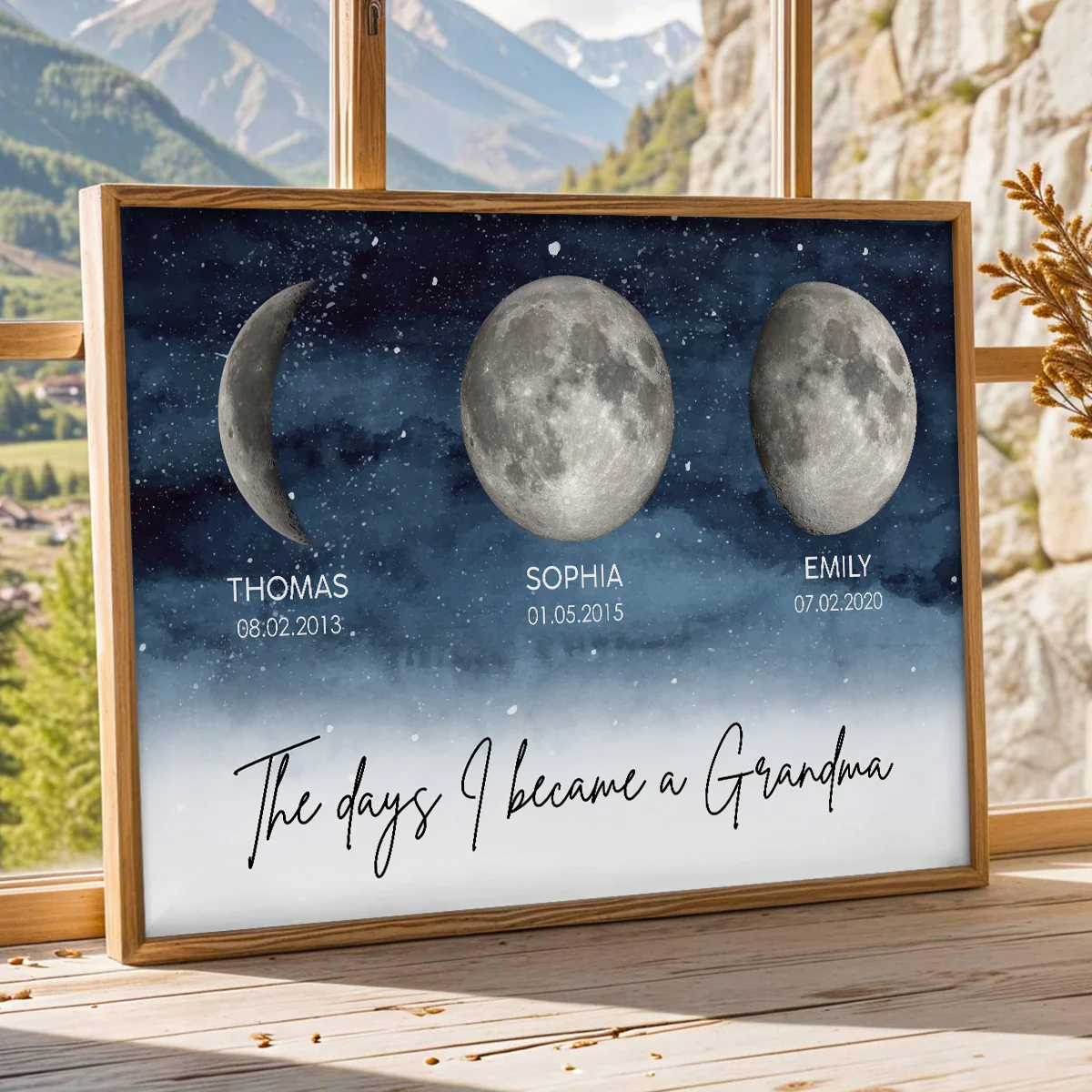 Starry Night The Day I Became A Grandma Custom Grandkids Birth Moon Phase - Personalized Poster - Mother's Day Gift For Grandma - Image 4