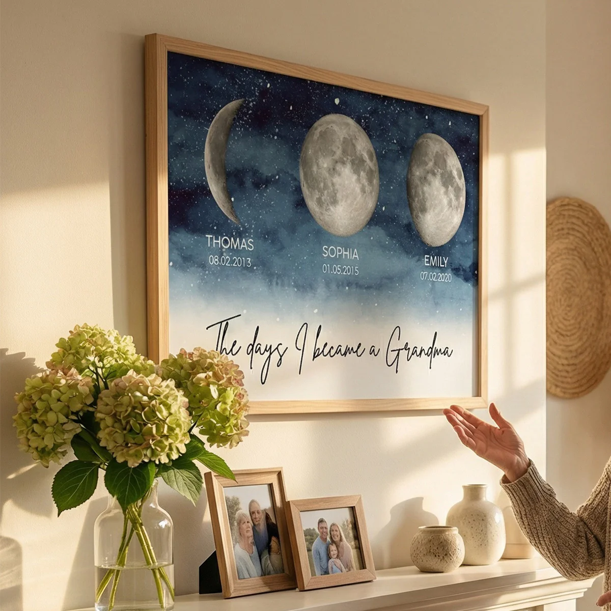 Starry Night The Day I Became A Grandma Custom Grandkids Birth Moon Phase - Personalized Poster - Mother's Day Gift For Grandma - Image 7