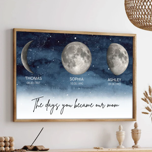 Starry Night The Day You Became MOM MUM Custom Title Nickname And Birth Moon Phase - Personalized Poster - Heartfelt Mother's Day Gift, Birthday Gift, For Mom, Wife, Grandma - Image 10