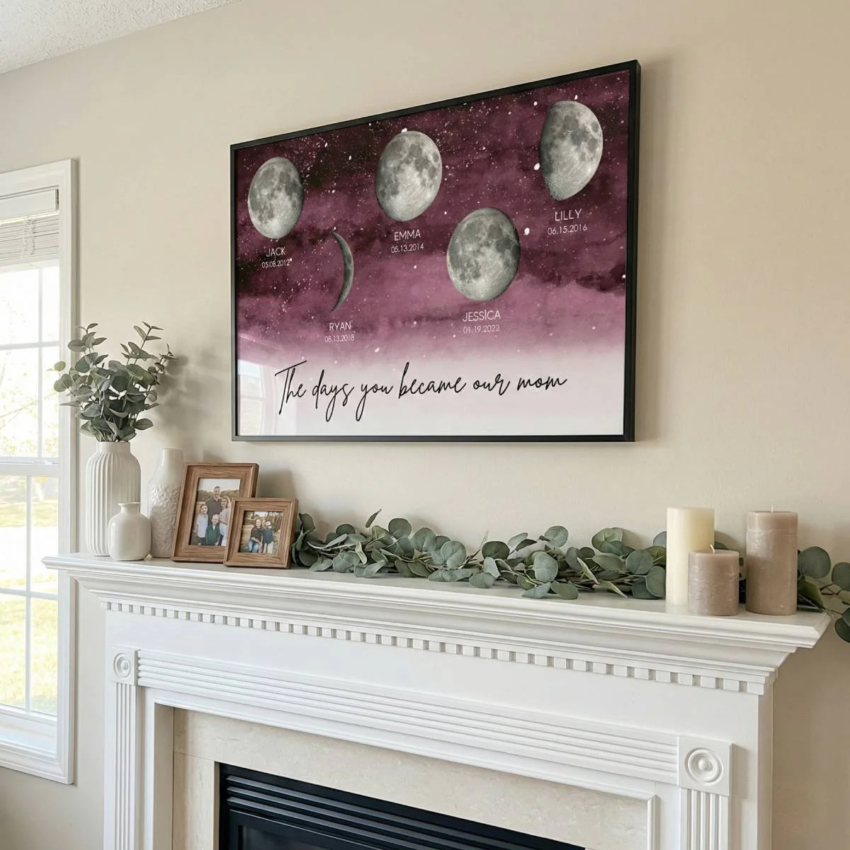 Starry Night The Day You Became MOM MUM Custom Title Nickname And Birth Moon Phase - Personalized Poster - Heartfelt Mother's Day Gift, Birthday Gift, For Mom, Wife, Grandma - Image 8