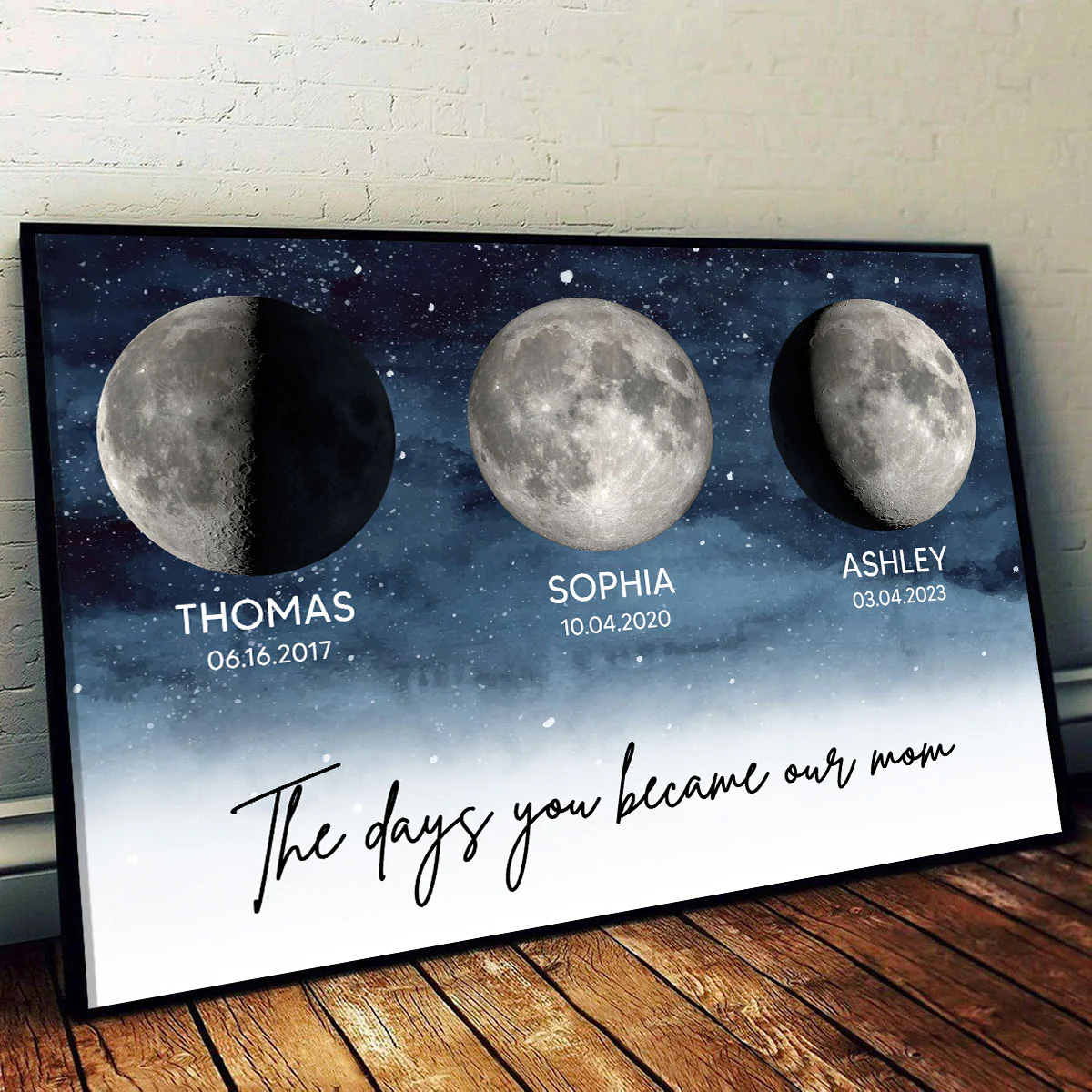 Starry Night The Day You Became Our Mom Dad Custom Birthday Moon Phase Personalized Poster, Gift, Father's Day Gift