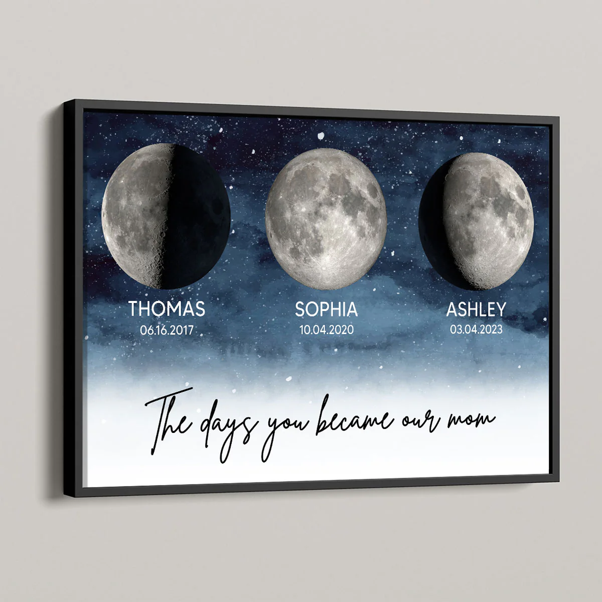 Starry Night The Day You Became Our Mom Dad Custom Birthday Moon Phase Personalized Poster, Gift, Father's Day Gift - Image 8