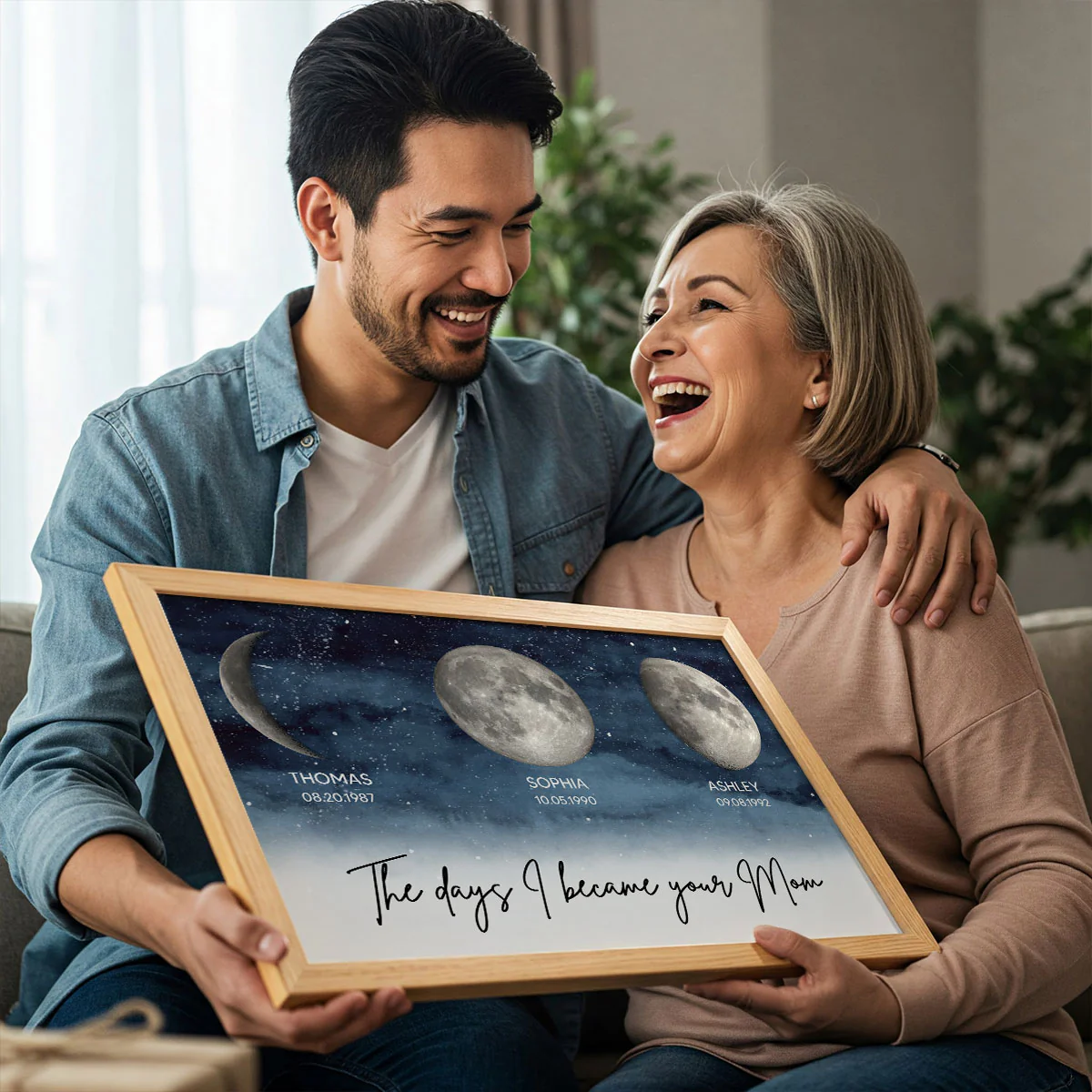 Starry Night The Days I Became A Mom Custom Birth Moon Phase - Personalized Poster - Unique Mother's Day Gift For Mom, Wife, Grandma - Image 4