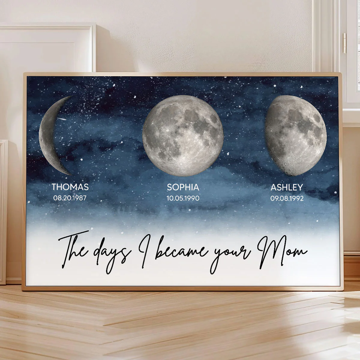Starry Night The Days I Became A Mom Custom Birth Moon Phase - Personalized Poster - Unique Mother's Day Gift For Mom, Wife, Grandma - Image 6