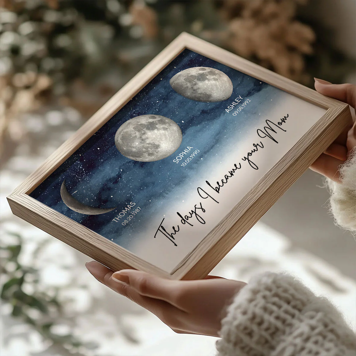 Starry Night The Days I Became A Mom Custom Birth Moon Phase - Personalized Poster - Unique Mother's Day Gift For Mom, Wife, Grandma - Image 8