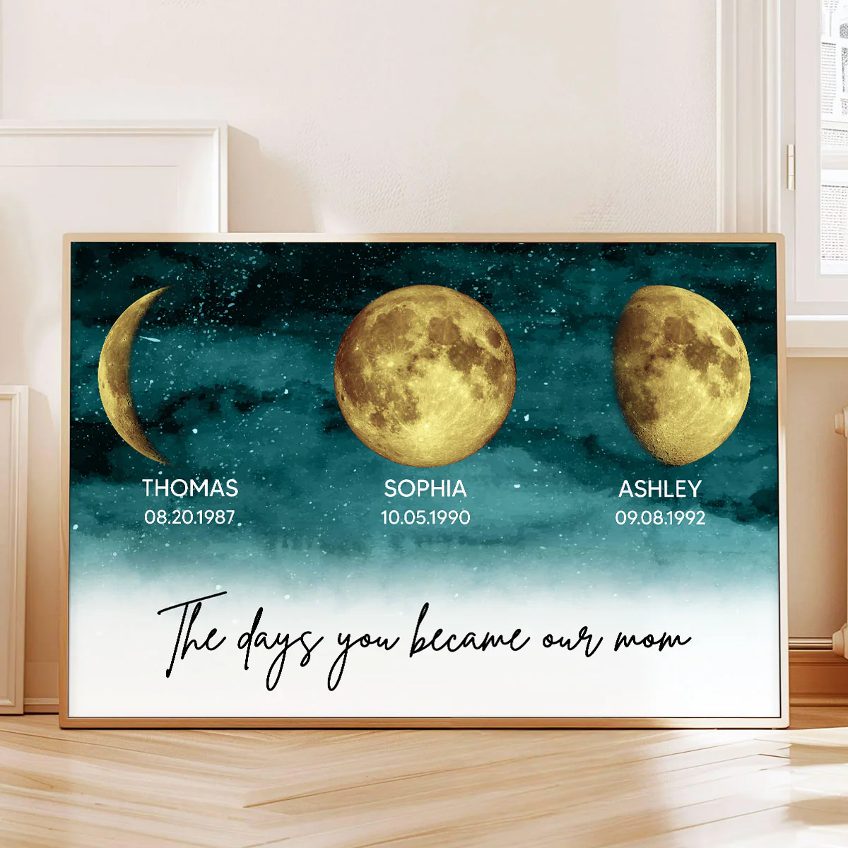 Starry Night The Days You Became My Mom Custom Gold Birthday Moon Phase Personalized Poster, Gift - Image 2