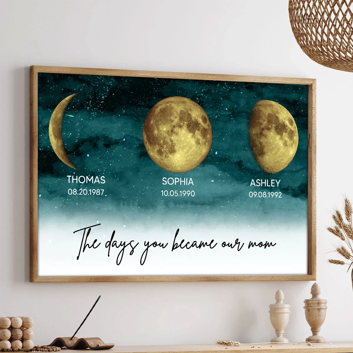 Starry Night The Days You Became My Mom Custom Gold Birthday Moon Phase Personalized Poster, Gift - Image 4