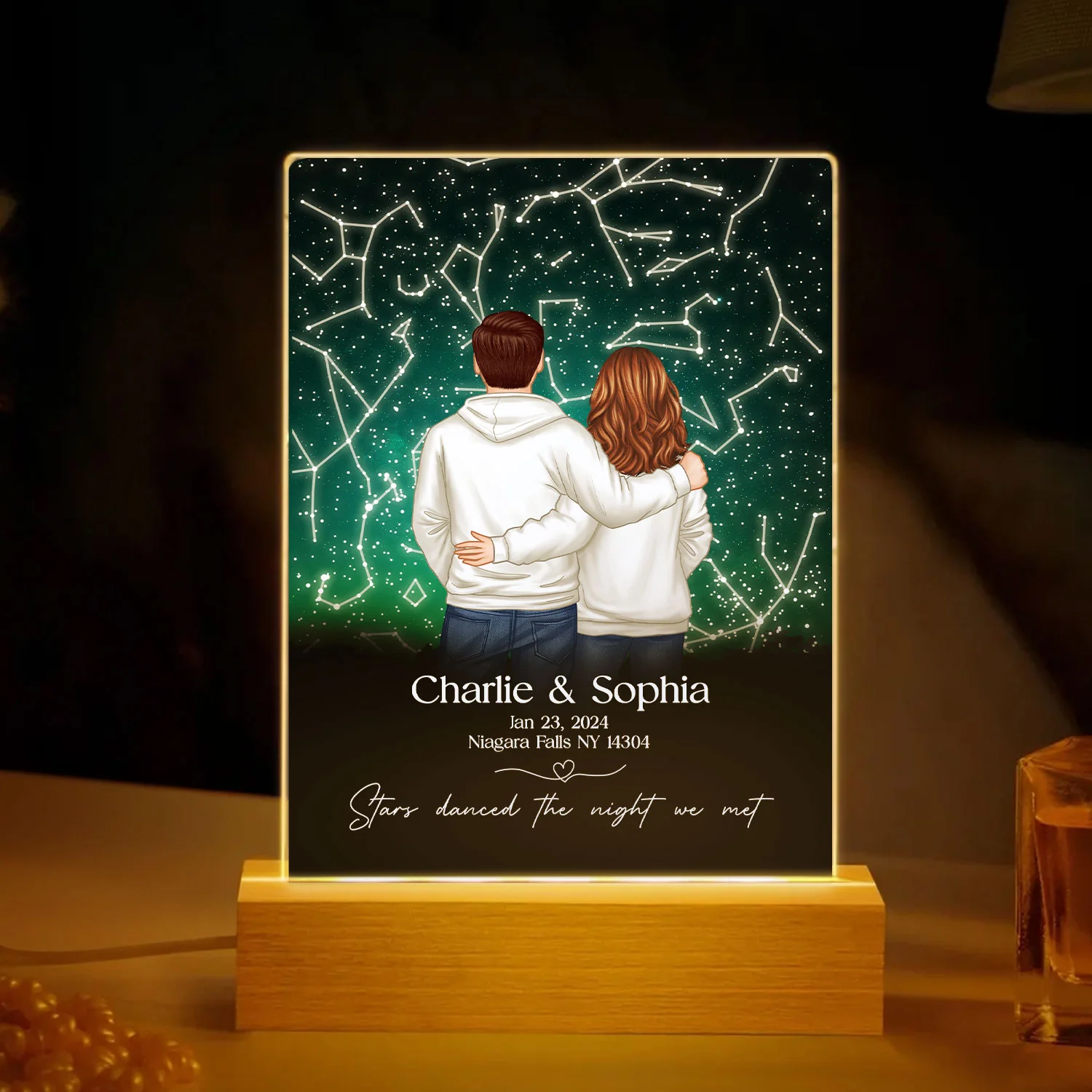 Stars Danced The Night We Met Couple Custom Star Map By Date Personalized LED, Heartfelt Anniversary Gift Wedding Gift Just Because Gift For Couple, For Her, For Him - Image 2