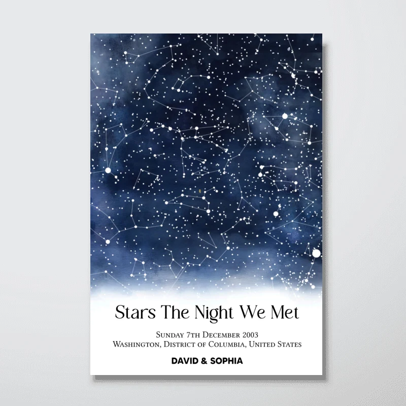 Stars The Night We Met, Unique Night Sky Map By Date & Location, Personalized Star Map Poster, Where It All Began Gift, Gift for him & for her - Image 12
