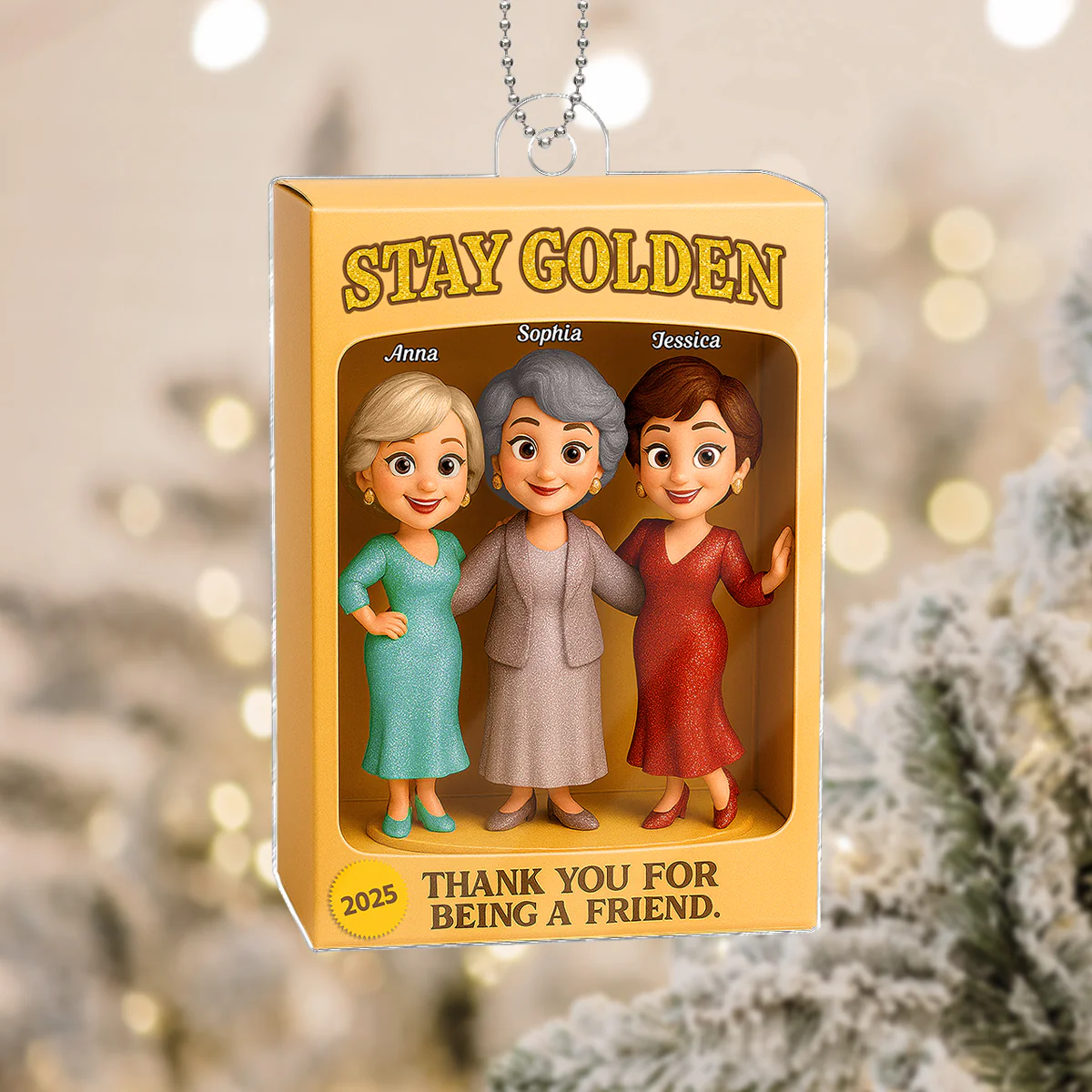 Stay Golden Thank You For Being A Friend Toy Box Style - Personalized Acrylic Ornament - Christmas Gift For Best Friends - Image 2