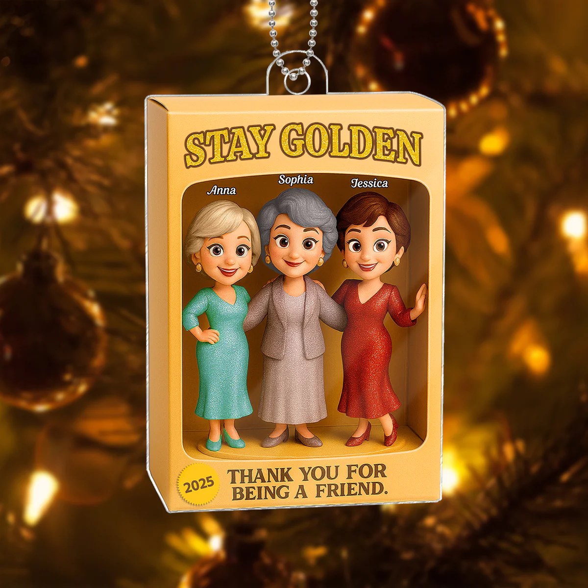Stay Golden Thank You For Being A Friend Toy Box Style - Personalized Acrylic Ornament - Christmas Gift For Best Friends - Image 3