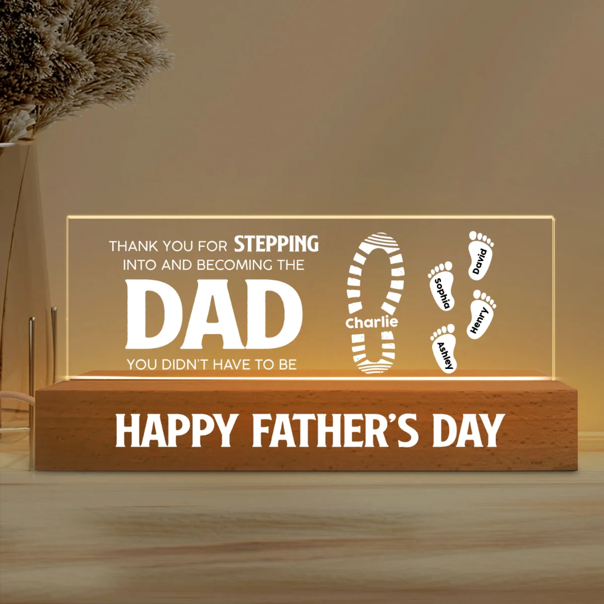 Stepdad Thank You For Stepping In Father‘s Day Gift Personalized Block LED Night Light - Image 4