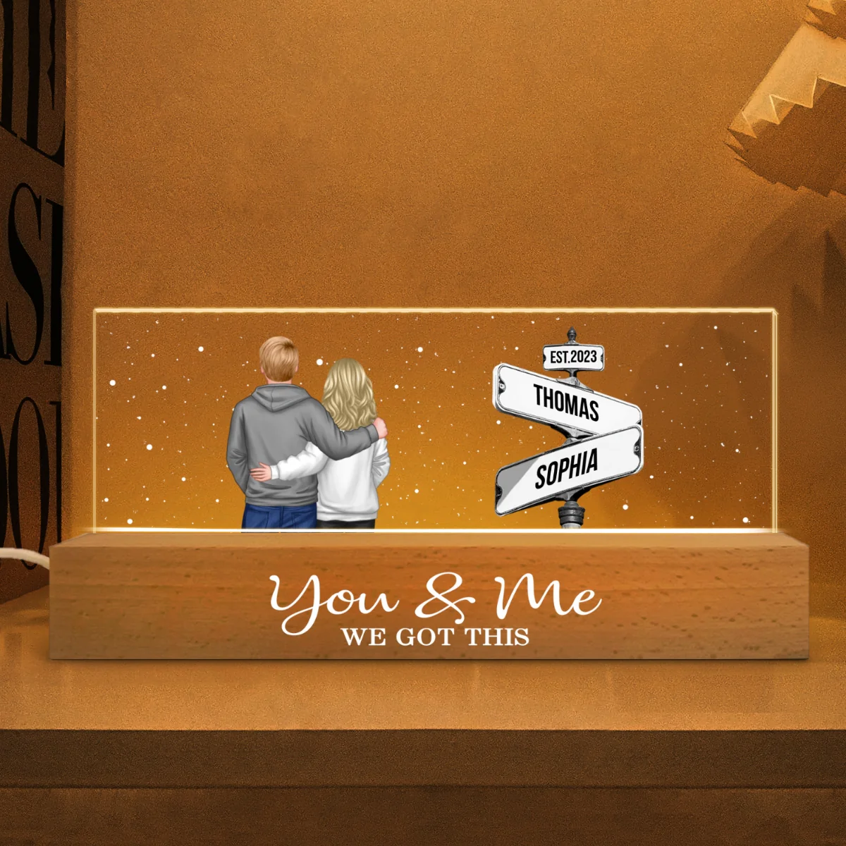 Street Sign Couple Personalized Acrylic Block LED Night Light, Engagement or Wedding Gift for Couple, Valentines Gift - Image 6
