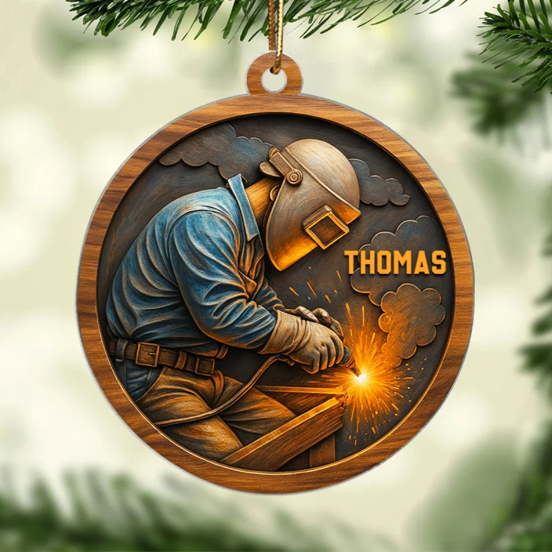 Strength, Sparks & Pride – Personalized Acrylic Ornament – Special Gift for Welders - Image 9
