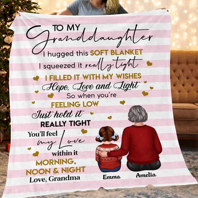Stripe Pattern To My Granddaughter Grandson Grandchildren Personalized Fleece Blanket - Image 2