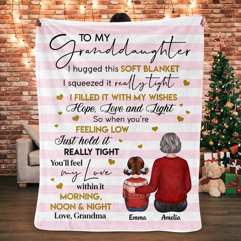 Stripe Pattern To My Granddaughter Grandson Grandchildren Personalized Fleece Blanket - Image 3