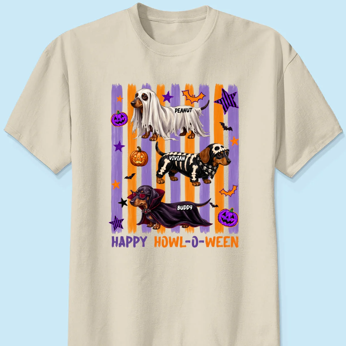 Striped Halloween Dachshund Ghost - Personalized Shirt - Halloween Gift For Dog Lovers - Image 10