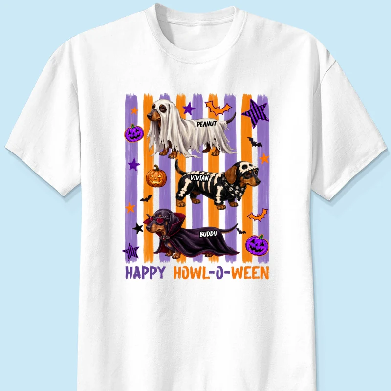 Striped Halloween Dachshund Ghost - Personalized Shirt - Halloween Gift For Dog Lovers - Image 11