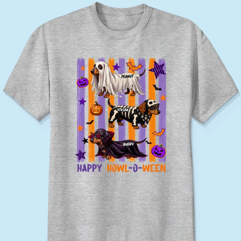 Striped Halloween Dachshund Ghost - Personalized Shirt - Halloween Gift For Dog Lovers - Image 12