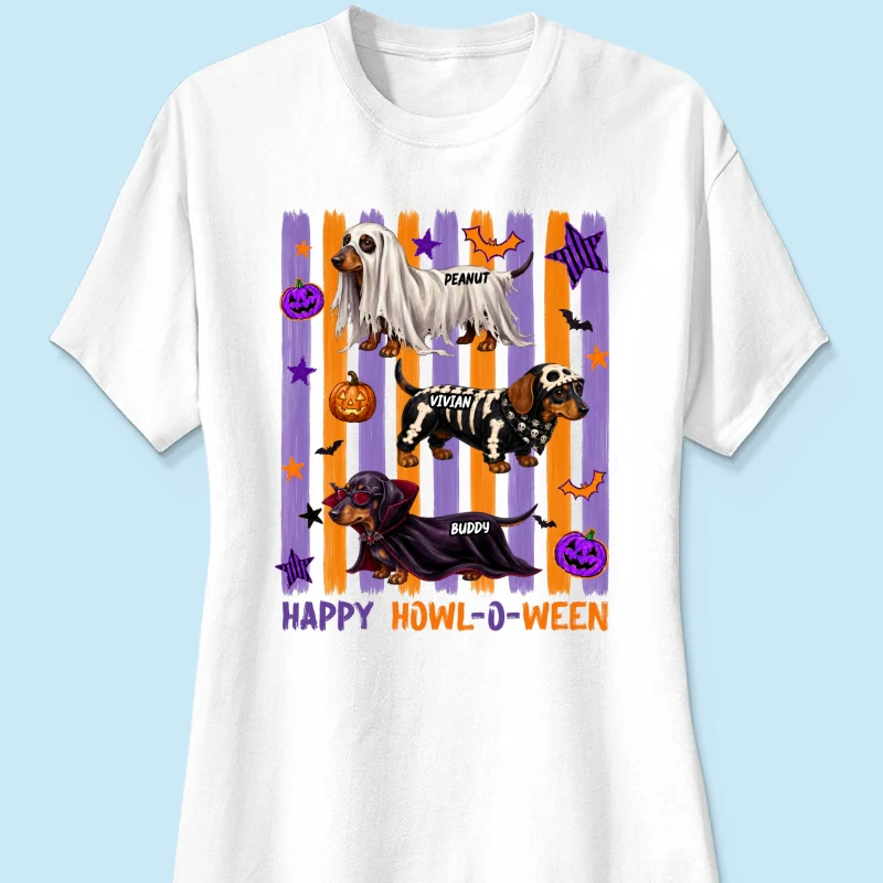 Striped Halloween Dachshund Ghost - Personalized Shirt - Halloween Gift For Dog Lovers - Image 15