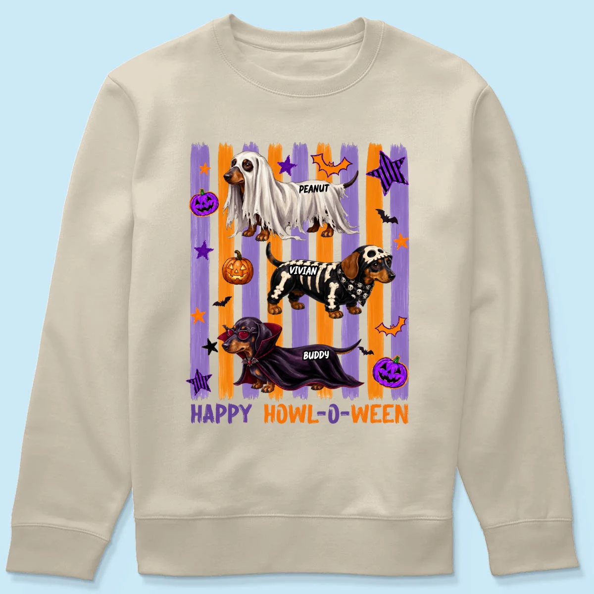 Striped Halloween Dachshund Ghost - Personalized Shirt - Halloween Gift For Dog Lovers - Image 22